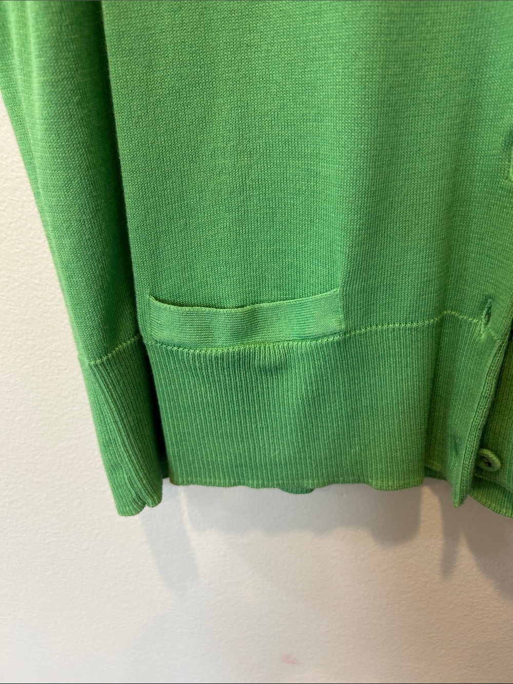 Talbots Green Ruffle-Trim Button-Front Short Sleeve Cardigan - Picture 5 of 7